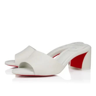 Jane Mule – 55 mm Pantoletten – Nappaleder – Bianco – Damen