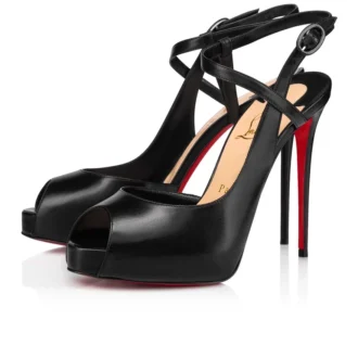 Jenlove Alta – 120 mm Pumps mit offener Spitze – Ziegenleder – Schwarz – Damen