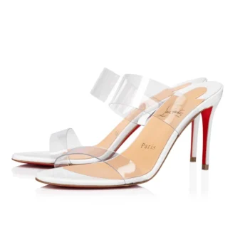 Just Nothing – 84-mm-Mules – Lackkalbsleder und PVC – Bianco
