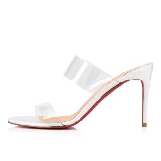 Just Nothing – 84-mm-Mules – Lackkalbsleder und PVC – Bianco