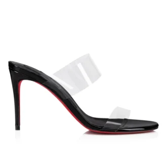 Just Nothing – 85-mm-Pantoletten – Lackleder und TPU – Schwarz – Damen