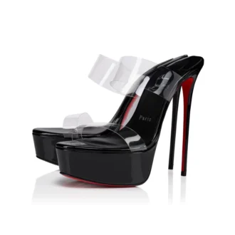Just Nothing Alta – 150-mm-Pantoletten – TPU und lackiertes Kalbsleder – Schwarz – Damen