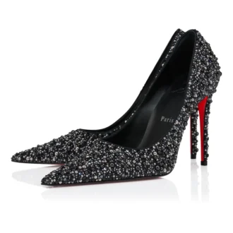 Kate Max Perla – 100-mm-Pumps – Kreppsatin, Strass und Perlen – Schwarz – Damen