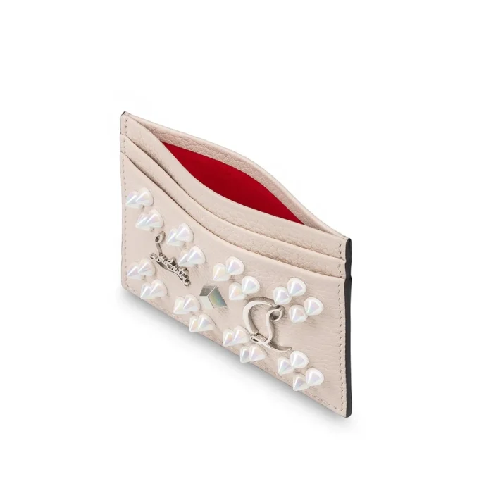 Kios – Kartenetui – genarbtes Kalbsleder und Loubinthesky-Spikes – Leche Kios – Kartenetui – genarbtes Kalbsleder und Loubinthesky-Spikes – Leche