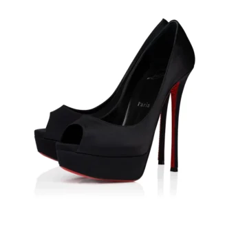 Lady Peep Suola Strass – 150-mm-Pumps – Krepp-Satin – Schwarz – Damen