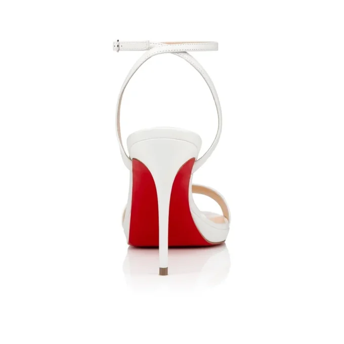 Loubi Queen – 100-mm-Riemchensandalen – Nappaleder – Bianco – Damen Loubi Queen – 100-mm-Riemchensandalen – Nappaleder – Bianco – Damen