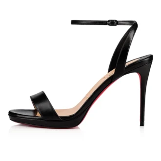Loubi Queen – 100-mm-Riemchensandalen – Nappaleder – Schwarz – Damen
