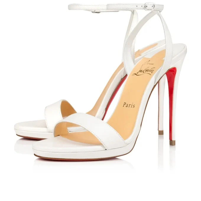 Loubi Queen – 120-mm-Sandalen – Lamm-Nappaleder – Bianco Loubi Queen – 120-mm-Sandalen – Lamm-Nappaleder – Bianco
