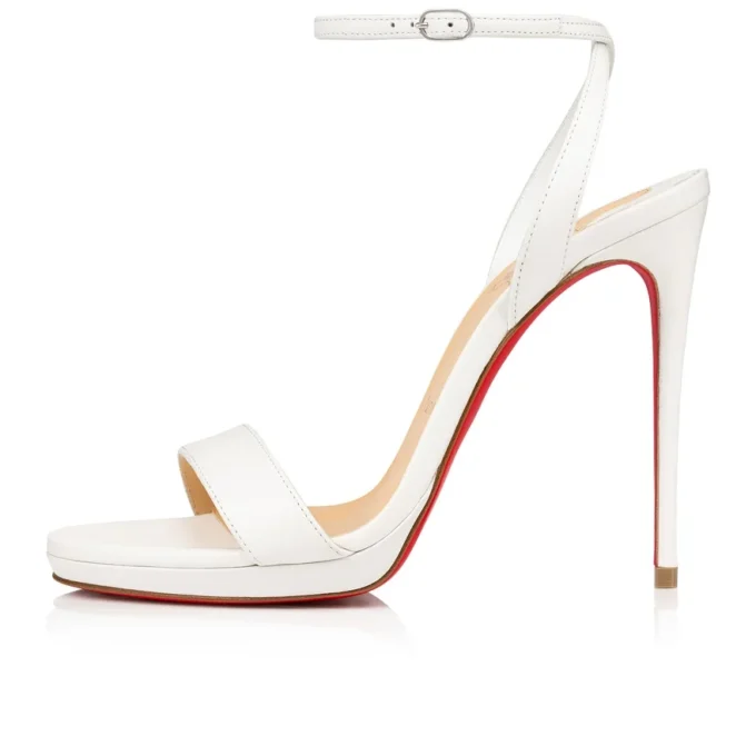 Loubi Queen – 120-mm-Sandalen – Lamm-Nappaleder – Bianco Loubi Queen – 120-mm-Sandalen – Lamm-Nappaleder – Bianco
