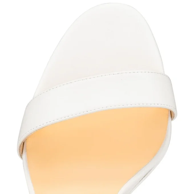 Loubi Queen – 120-mm-Sandalen – Lamm-Nappaleder – Bianco Loubi Queen – 120-mm-Sandalen – Lamm-Nappaleder – Bianco