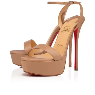 Loubi Queen Alta – 150 mm Riemchensandalen – Nappaleder – Blush – Damen