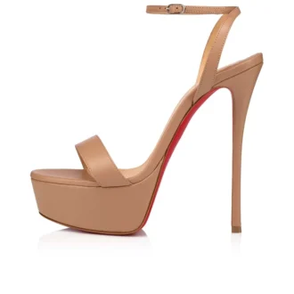 Loubi Queen Alta – 150 mm Riemchensandalen – Nappaleder – Blush – Damen