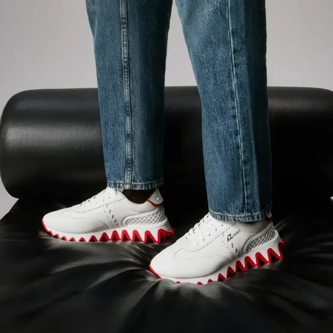 Loubishark – Sneaker – Kalbsleder, Neopren und Gummi – Weiß – Herren
