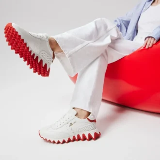Loubishark – Sneaker – Kalbsleder und Neopren – Bianco – Damen