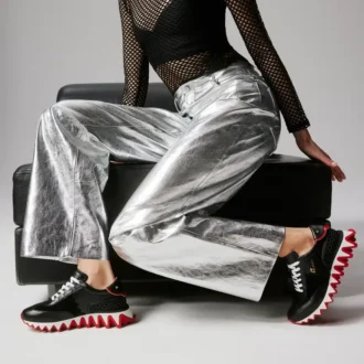 Loubishark – Sneaker – Kalbsleder und Veau-Velours – Schwarz – Damen