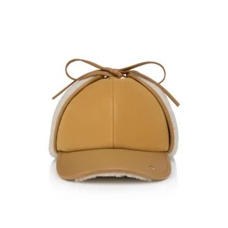 Loubiwood – Cap – Lamm-Nappaleder und Lammfell – Beige