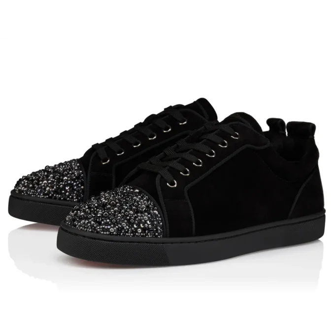 Louis Jr P Perla – Sneaker – Kalbsvelours und Strass – Schwarz – Herren Louis Jr P Perla – Sneaker – Kalbsvelours und Strass – Schwarz – Herren