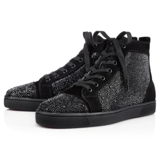 Louis Strass – Sneaker – Kalbsvelours und Strass – Schwarz – Herren