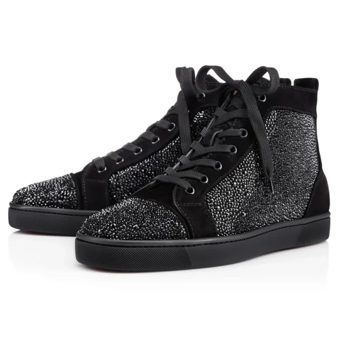 Louis Strass – Sneaker – Kalbsvelours und Strass – Schwarz – Herren