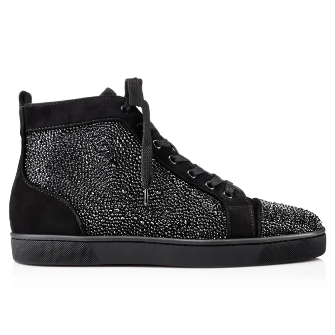 Louis Strass – Sneaker – Kalbsvelours und Strass – Schwarz – Herren