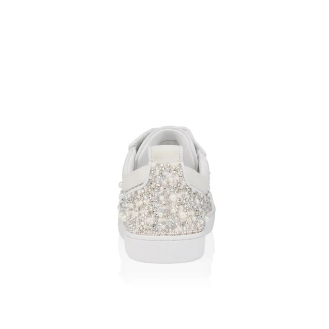 Louiseperla – Sneaker – Krepp-Satin, Kalbsleder, Strass und Perlen – Weiß – Damen Louiseperla – Sneaker – Krepp-Satin, Kalbsleder, Strass und Perlen – Weiß – Damen