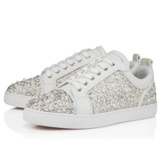 Louperla Jr – Sneaker – Krepp-Satin, Kalbsleder, Strass und Perlen – Weiß – Herren