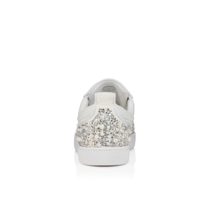 Louperla Jr – Sneaker – Krepp-Satin, Kalbsleder, Strass und Perlen – Weiß – Herren