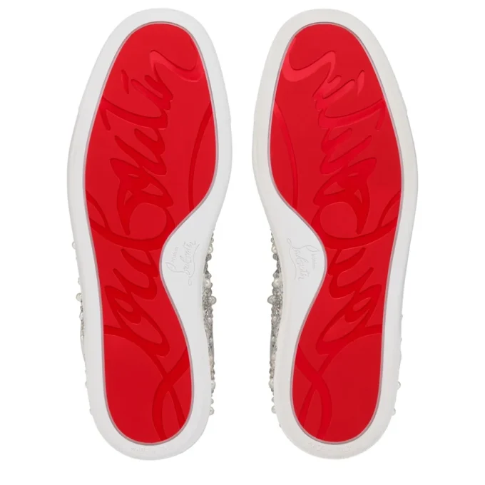 Louperla Jr – Sneaker – Krepp-Satin, Kalbsleder, Strass und Perlen – Weiß – Herren