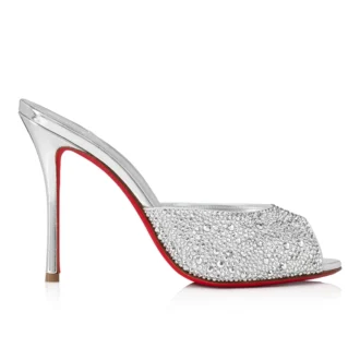 Me Dolly Strass – 100-mm-Pantoletten – Wildleder und Strass – Silber