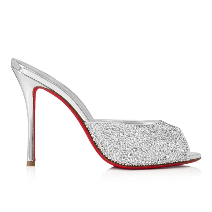 Me Dolly Strass – 100-mm-Pantoletten – Wildleder und Strass – Silber Me Dolly Strass – 100-mm-Pantoletten – Wildleder und Strass – Silber