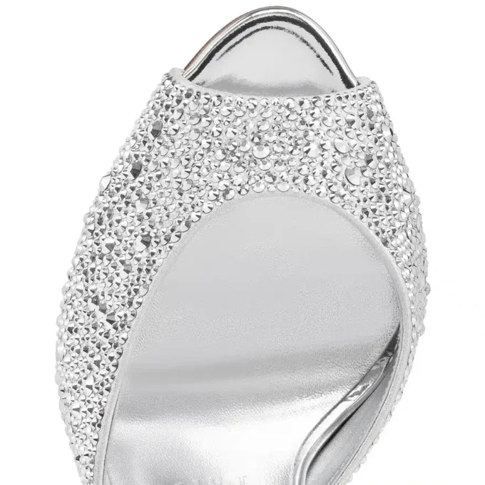 Me Dolly Strass – 100-mm-Pantoletten – Wildleder und Strass – Silber Me Dolly Strass – 100-mm-Pantoletten – Wildleder und Strass – Silber