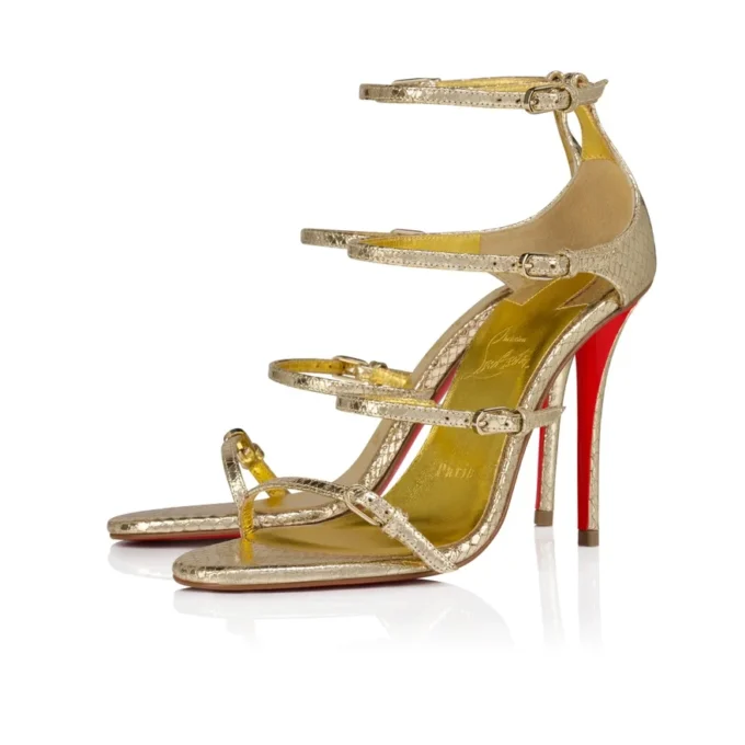 Millenium – 100 mm Riemchensandalen – Kalbsleder – Antikgold – Damen Millenium – 100 mm Riemchensandalen – Kalbsleder – Antikgold – Damen