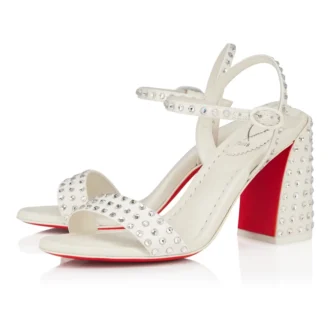 Miss Jane Sandal Strass Boum – 85-mm-Sandalen – Krepp-Satin – Version Ivory – Damen