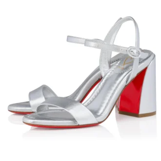 Miss Jane Sandale – 85-mm-Sandalen – Laminiertes Kalbsleder – Silber – Damen