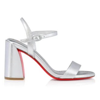 Miss Jane Sandale – 85-mm-Sandalen – Laminiertes Kalbsleder – Silber – Damen
