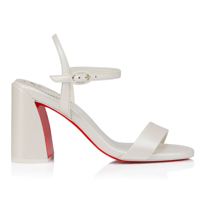 Miss Jane Sandale – 85 mm Sandalen – Perlglanz-Nappaleder – Bianco – Damen