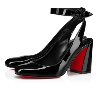 Miss Sab Sling – 85-mm-Pumps – Lackkalbsleder – Schwarz