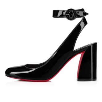 Miss Sab Sling – 85-mm-Pumps – Lackkalbsleder – Schwarz