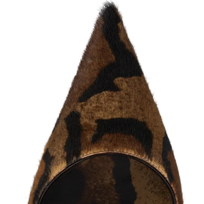 Miss Z – 100-mm-Pumps – „Bengali“-bedrucktes haariges Kalbsleder und Ziegenleder – Braun – Damen