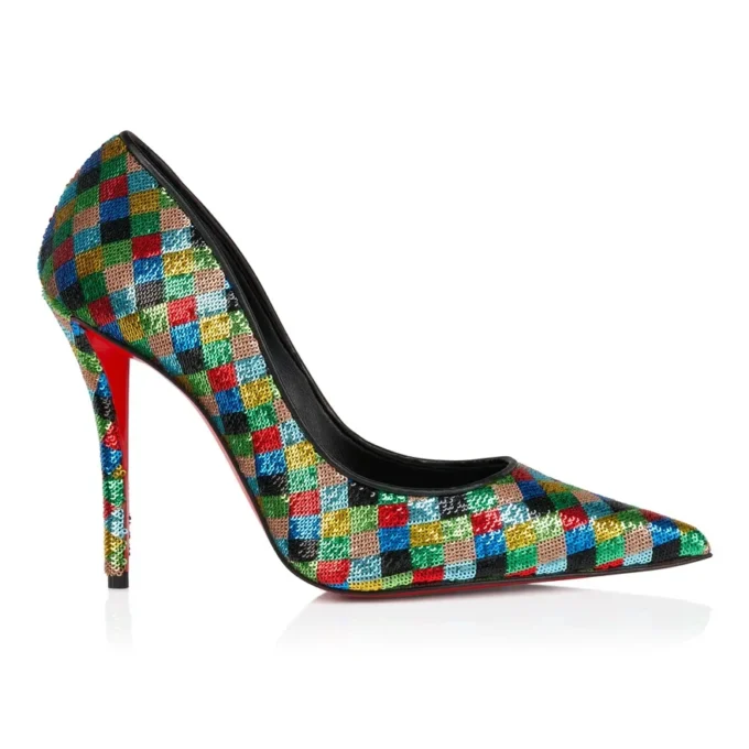 Miss Z Arlequin – 100-mm-Pumps – Mit Mikro-Pailletten bestickter Crêpe-Satin – Mehrfarbig – Damen