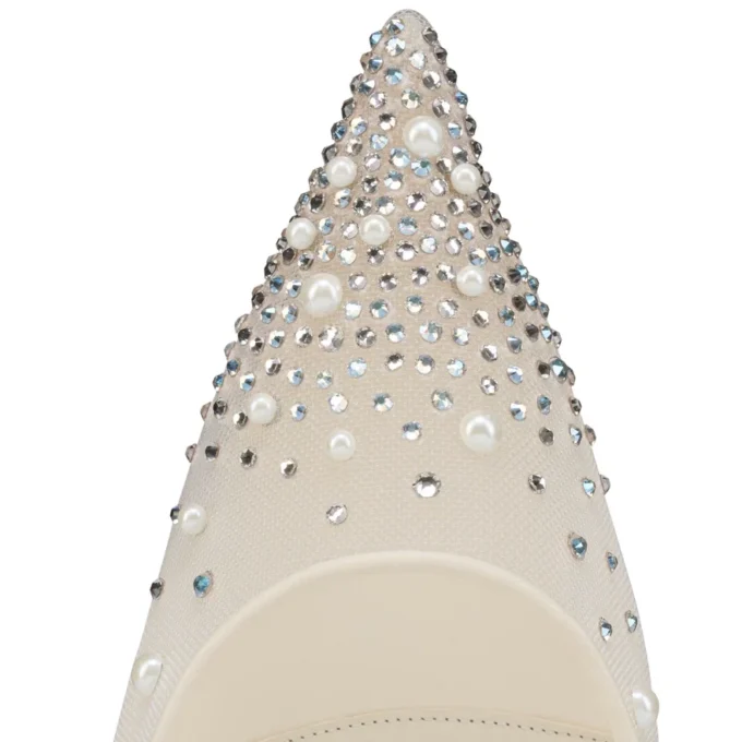Miss Z Degrastrass Perla – 100-mm-Pumps – Mesh, Nappaleder, Strass und Perlen – Bianco – Damen Miss Z Degrastrass Perla – 100-mm-Pumps – Mesh, Nappaleder, Strass und Perlen – Bianco – Damen