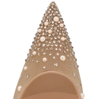 Miss Z Degrastrass Perla – 100-mm-Pumps – Mesh, Nappaleder, Strass und Perlen – Blush – Damen