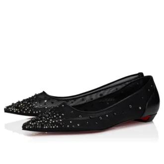Miss Z Degrastrassina Perla – Ballerinas – Mesh, Nappaleder, Strass und Perlen – Schwarz – Damen