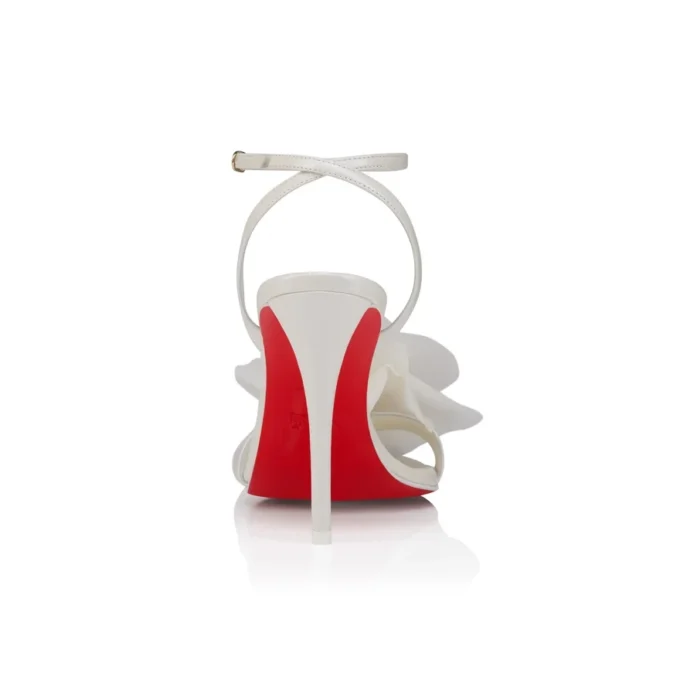 Miss Z Flora – 100 mm Riemchensandalen – Perlmuttfarbenes Nappaleder – Bianco – Damen