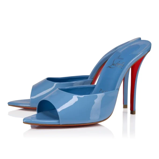Miss Z Mule – 100 mm Pantoletten – Lackkalbsleder – Ceruleo – Damen