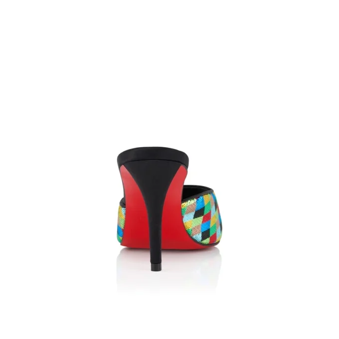 Miss Z Mule Arlequin – 80-mm-Pantoletten – Mit Mikro-Pailletten bestickter Crêpe-Satin – Mehrfarbig – Damen