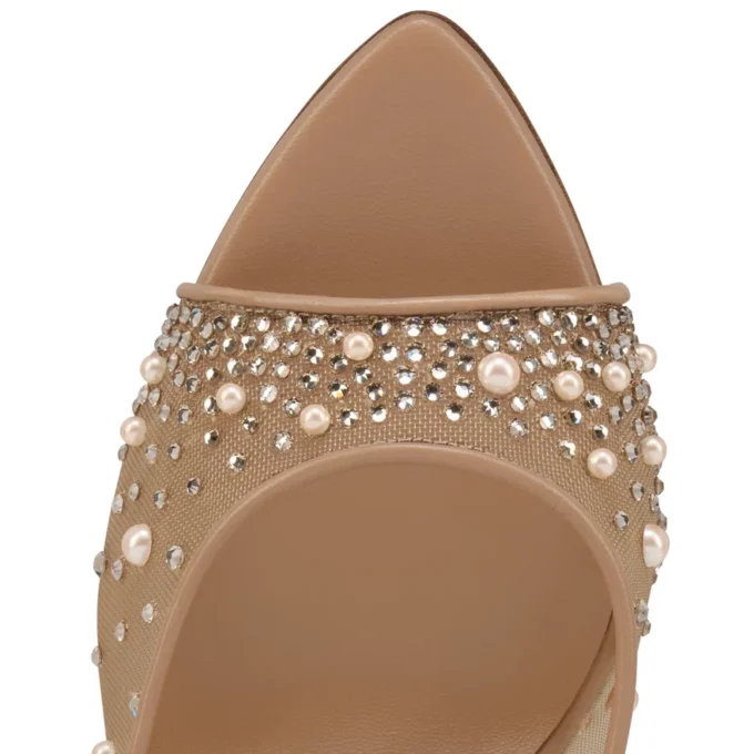 Miss Z Mule Degrasstrass Perla – 100 mm Mules – Mesh, Nappaleder und Perlen – Blush – Damen Miss Z Mule Degrasstrass Perla – 100 mm Mules – Mesh, Nappaleder und Perlen – Blush – Damen