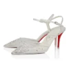 Miss Z Riviera Strass – 80 mm Riemchenpumps – Mesh, Nappaleder und Perlen – Bianco – Damen