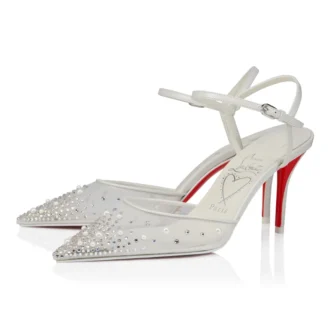 Miss Z Riviera Strass – 80 mm Riemchenpumps – Mesh, Nappaleder und Perlen – Bianco – Damen Miss Z Riviera Strass – 80 mm Riemchenpumps – Mesh, Nappaleder und Perlen – Bianco – Damen