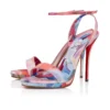 Miss Z Sandal Queen – 120 mm Riemchensandalen – Chinesischer Stoff mit Pfingstrosenprint – Mehrfarbig – Damen